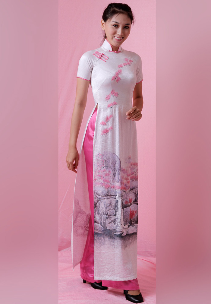 Vietnam style long qipao dress Ao dai  | Traditional 